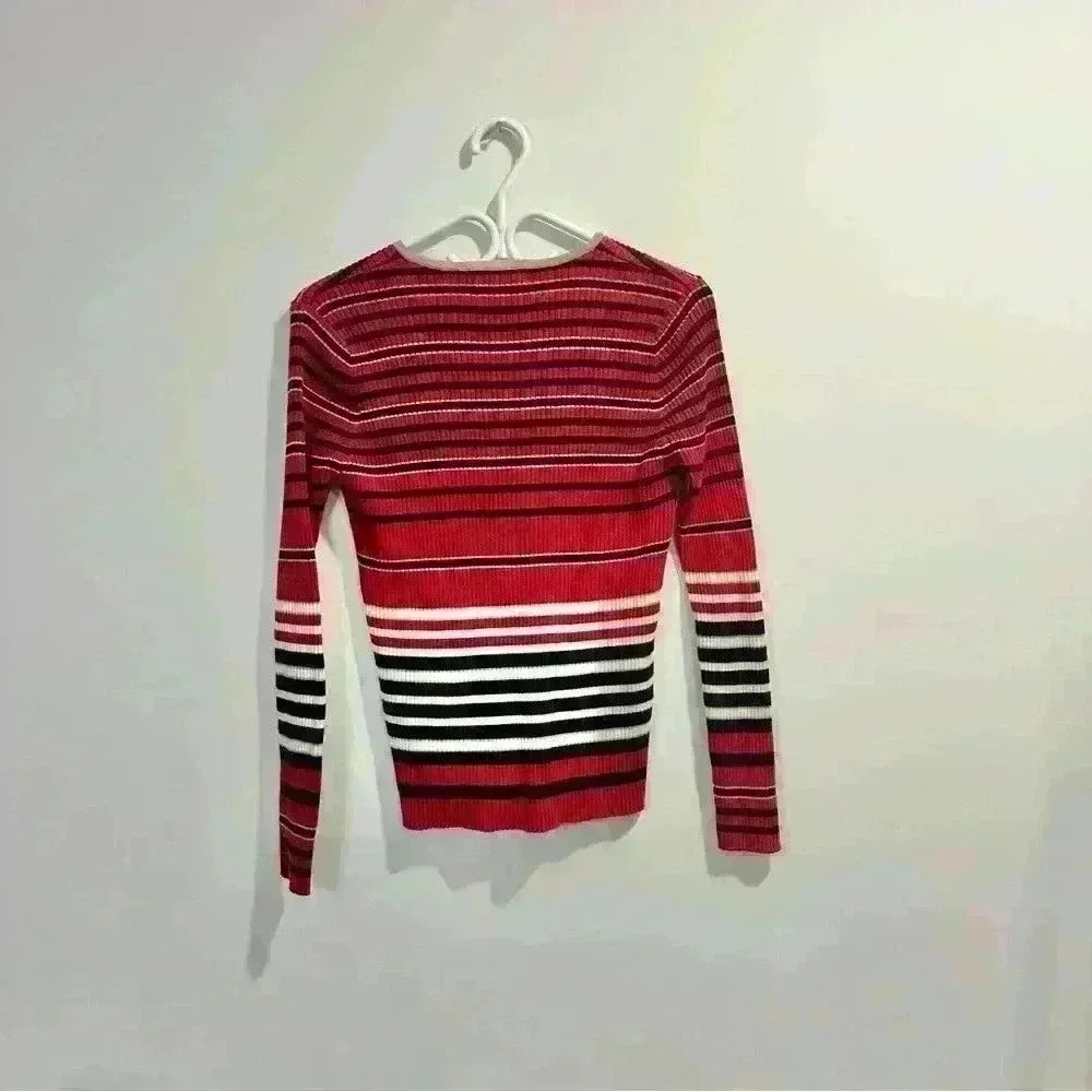 San Francisco | vintage red stripped long sleeve knit sweater  womens medium - Picture 6 of 6